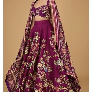 Irrau by Samir Mantri - Plum Tropical Lehenga